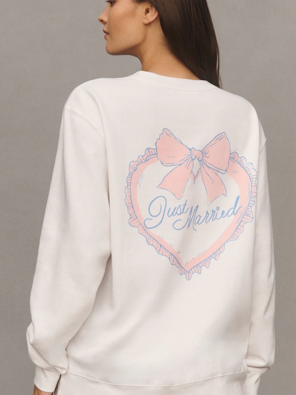 Anthropologie Girl Dangerous Just Married Graphic Oversized Sweater